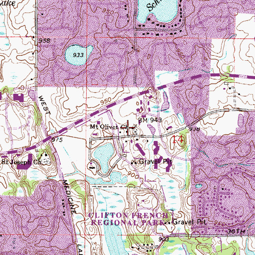Topographic Map of Mount Olivet Church, MN