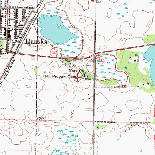 Topographic Map of Mount Pisgah Cemetery, MN