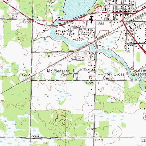Topographic Map of Mount Pleasant Cemetery, MN