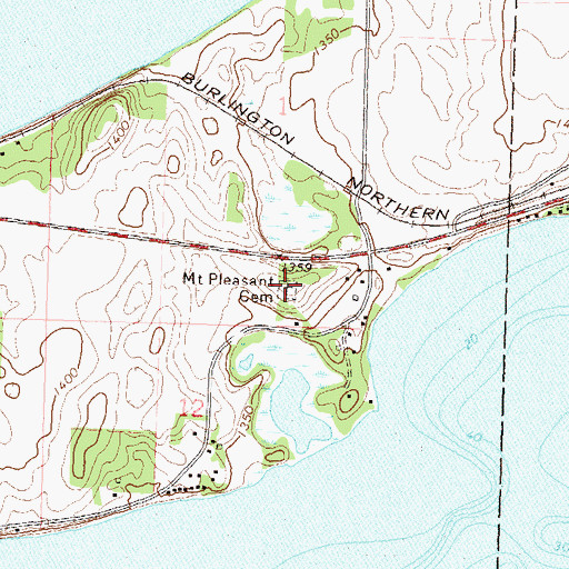 Topographic Map of Mount Pleasant Cemetery, MN