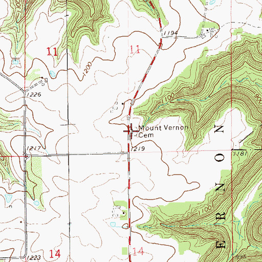 Topographic Map of Mount Vernon Cemetery, MN