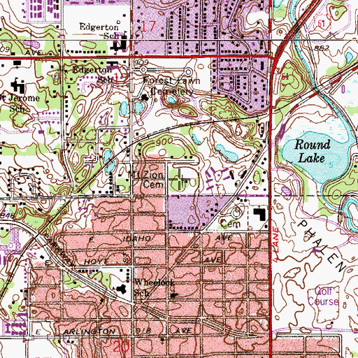 Topographic Map of Mount Zion Cemetery, MN