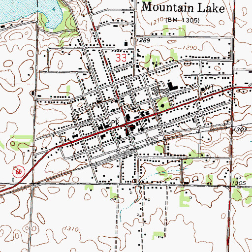 Topographic Map of Mountain Lake, MN