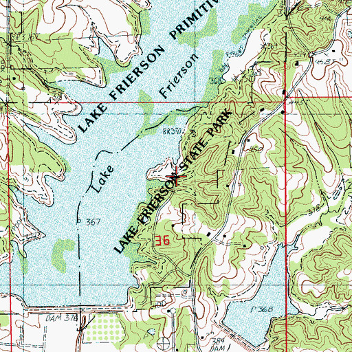 Topographic Map of Lake Frierson State Park, AR