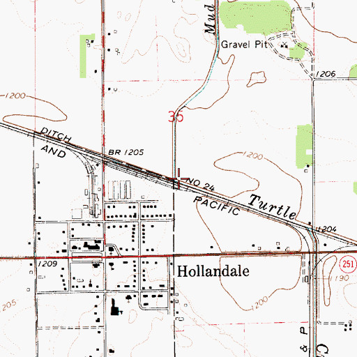 Topographic Map of Mud Creek, MN