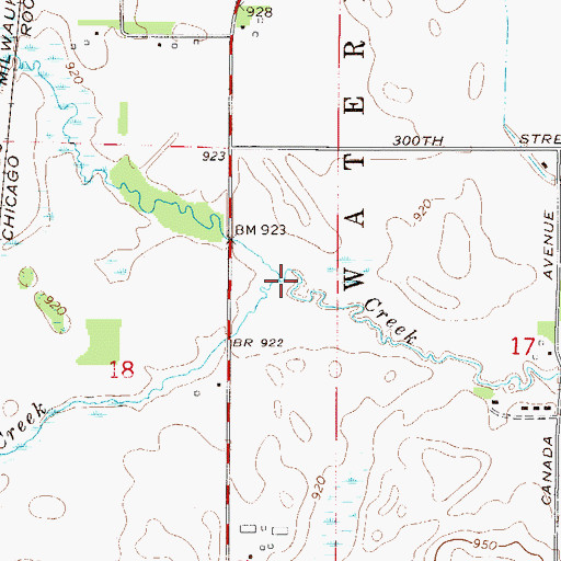 Topographic Map of Mud Creek, MN