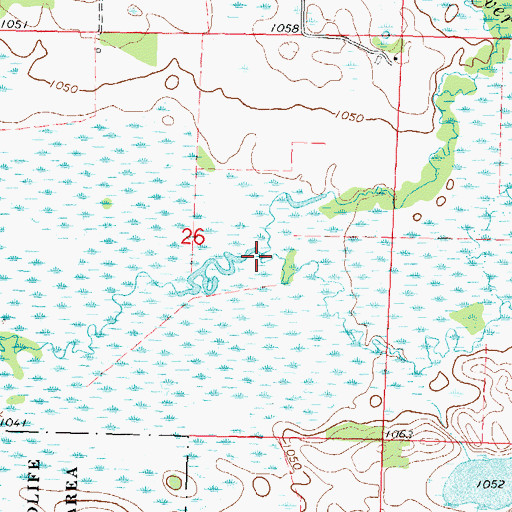 Topographic Map of Mud Creek, MN