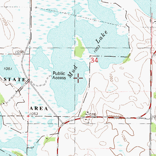Topographic Map of Mud Lake, MN