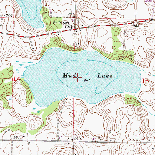 Topographic Map of Mud Lake, MN