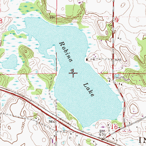 Topographic Map of Robina Lake, MN