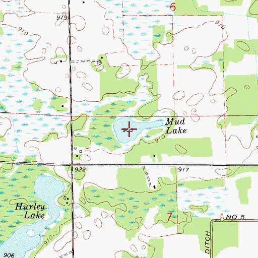 Topographic Map of Mud Lake, MN