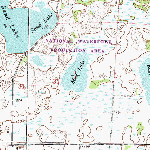 Topographic Map of Mud Lake, MN