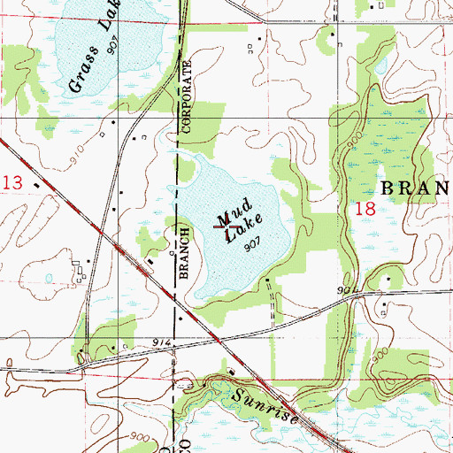 Topographic Map of Mud Lake, MN
