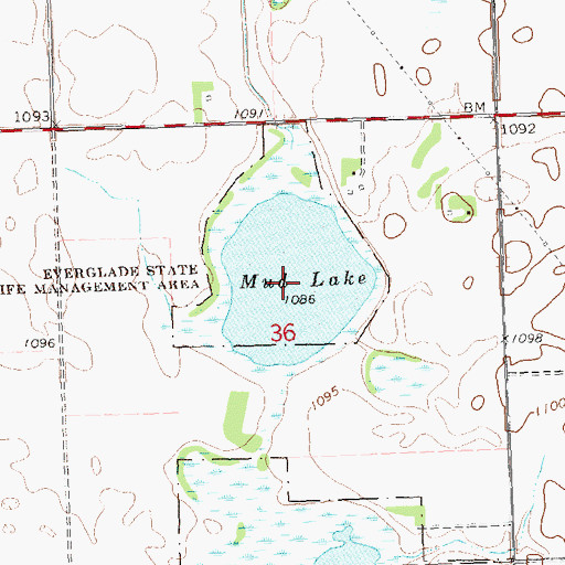 Topographic Map of Mud Lake, MN