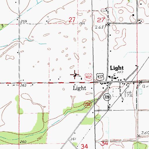Topographic Map of Light School (historical), AR