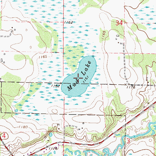 Topographic Map of Mud Lake, MN