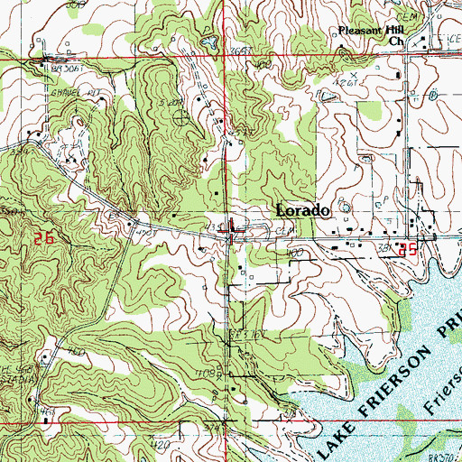 Topographic Map of Lorado Baptist Church, AR