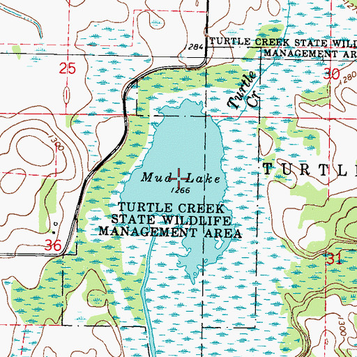 Topographic Map of Mud Lake, MN
