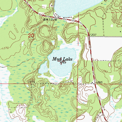 Topographic Map of Mud Lake, MN
