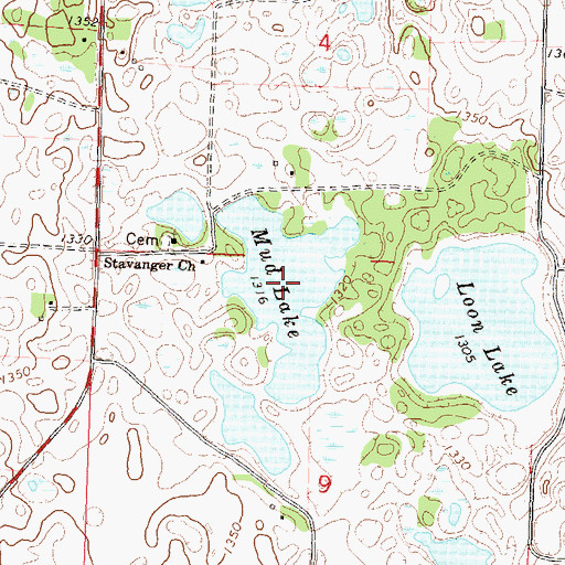 Topographic Map of Mud Lake, MN