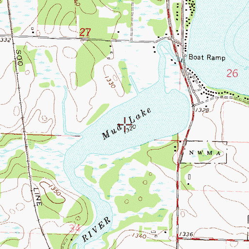 Topographic Map of Mud Lake, MN