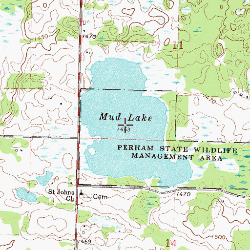 Topographic Map of Mud Lake, MN