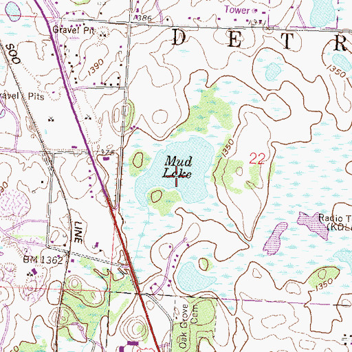 Topographic Map of Mud Lake, MN