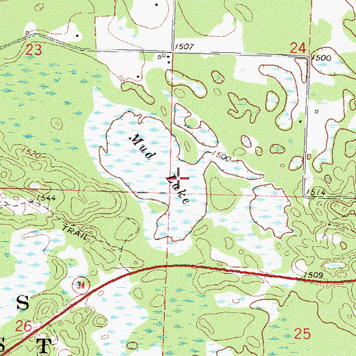 Topographic Map of Mud Lake, MN