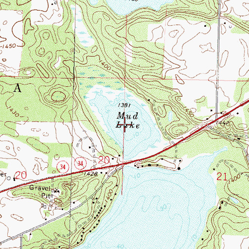 Topographic Map of Mud Lake, MN