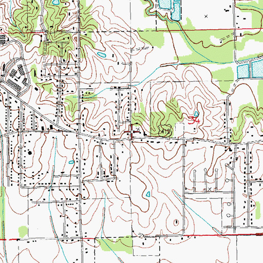 Topographic Map of Center Hill Baptist Church, AR