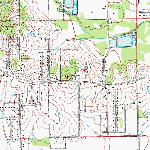 Topographic Map of Center Hill Cemetery, AR