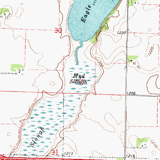 Topographic Map of Mud Slough, MN