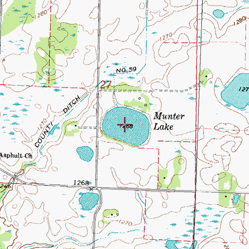 Topographic Map of Munter Lake, MN