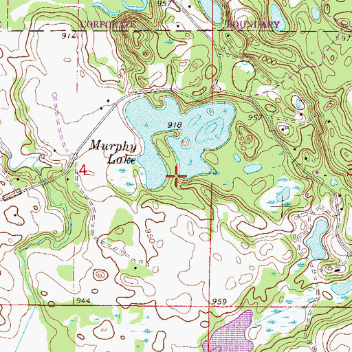 Topographic Map of Murphy Lake, MN