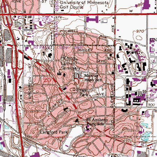 Topographic Map of Murray High School, MN