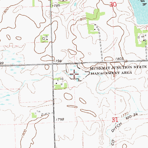 Topographic Map of Muskrat Junction State Wildlife Management A, MN