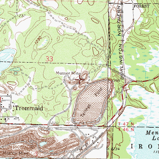 Topographic Map of Musser Mine, MN