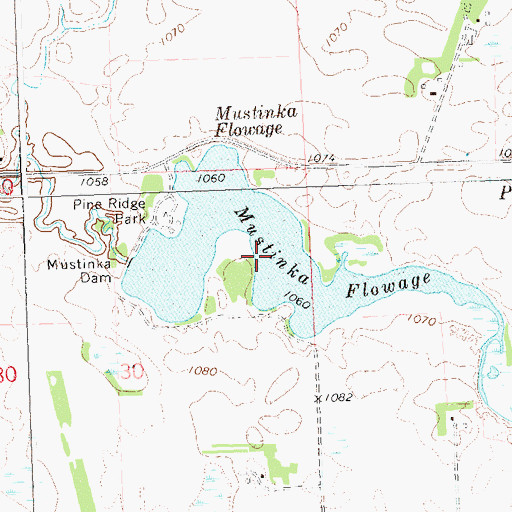 Topographic Map of Mustinka Flowage, MN