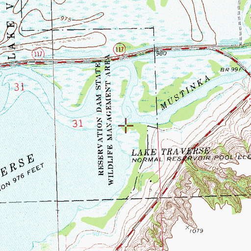 Topographic Map of Mustinka River, MN