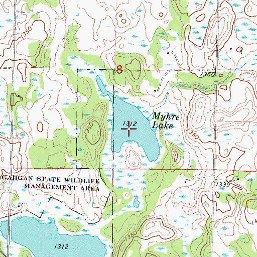 Topographic Map of Myhre Lake, MN