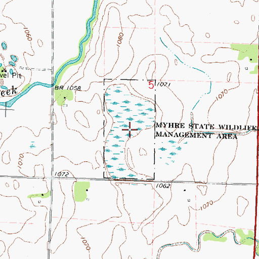 Topographic Map of Myhre State Wildlife Management Area, MN