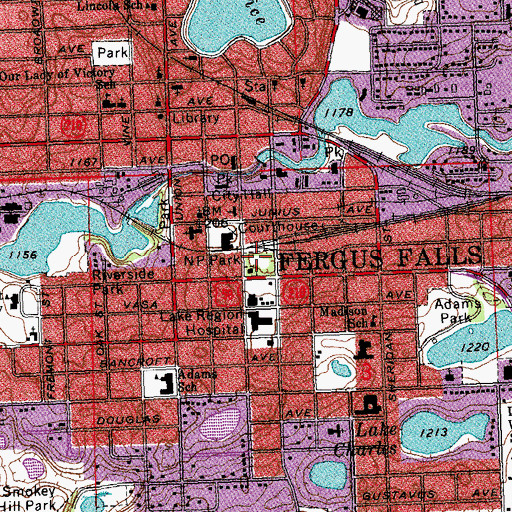 Topographic Map of N P Park, MN