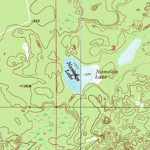 Topographic Map of Nameless Lake, MN