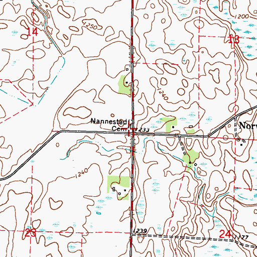 Topographic Map of Nannestad Cemetery, MN
