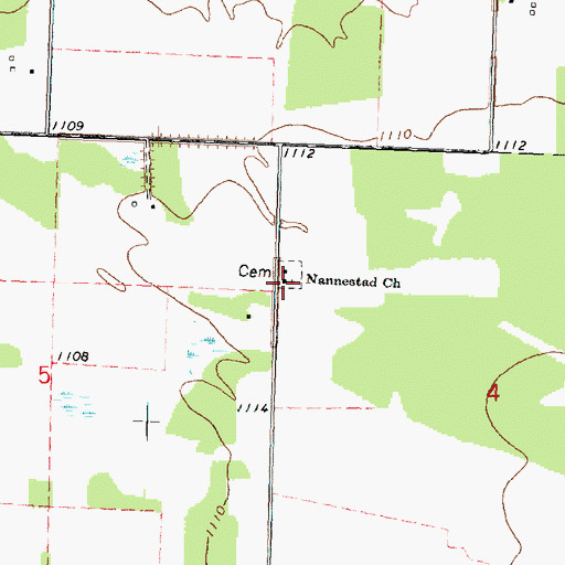 Topographic Map of Nannestad Church, MN