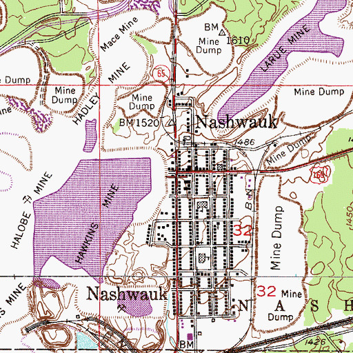 Topographic Map of Nashwauk, MN