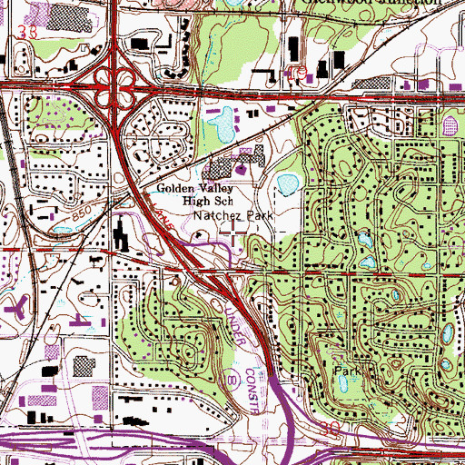 Topographic Map of Natchez Park, MN