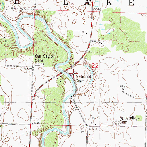 Topographic Map of National Cemetery, MN
