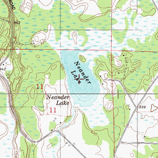 Topographic Map of Neander Lake, MN