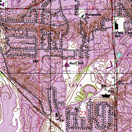 Topographic Map of Edward Neill Elementary School, MN